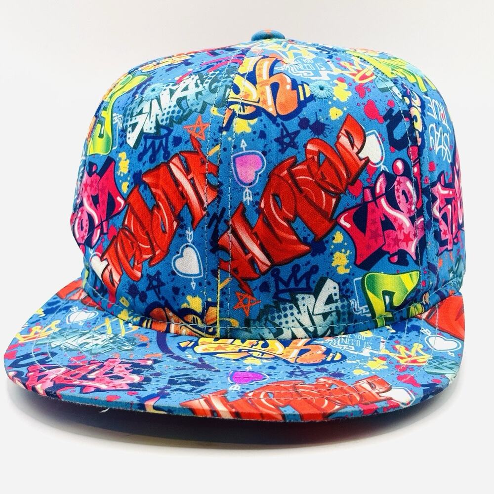 80’s Style Hip Hop Multicolor Baseball Hat Abstract Design Street Art Style